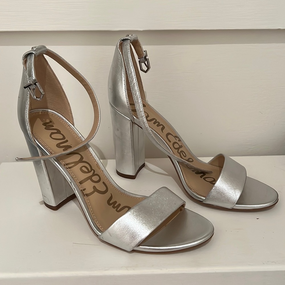 Sam Edelman Yaro block heel silver sandal